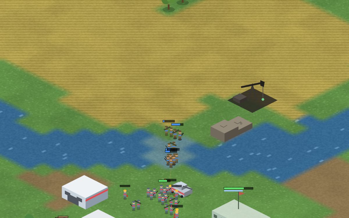 Two armies clashing between their bases